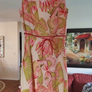 Papell Sleeveless dress, butterfly pattern, size 12P, worn once